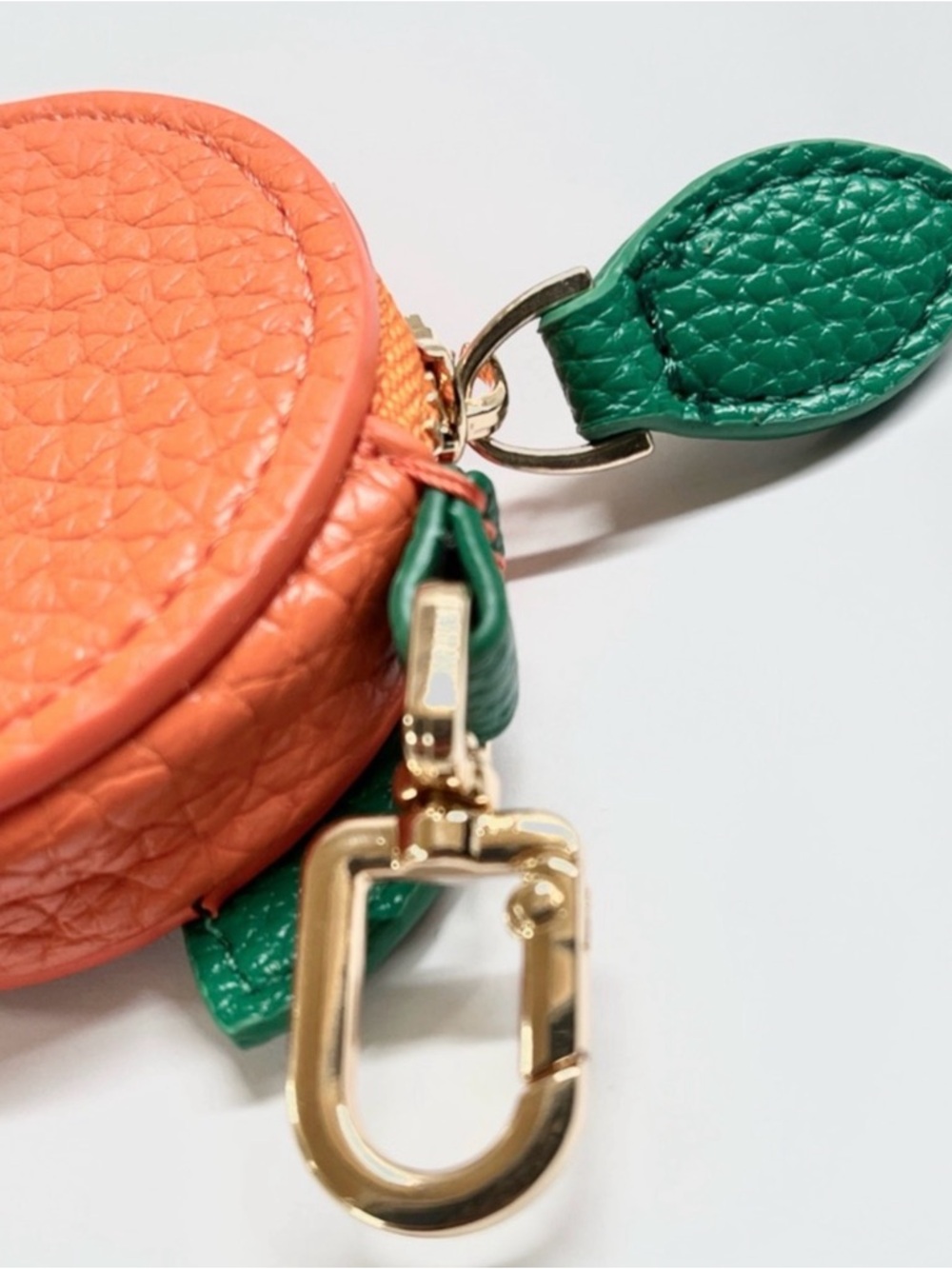 Orange Leather Fruit Key Coin Case NWT - Picture 5 of 7